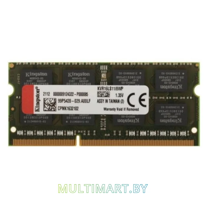 Оперативная память Kingston ValueRAM 8GB DDR3 SODIMM PC3-12800 (KVR16LS11/8WP)